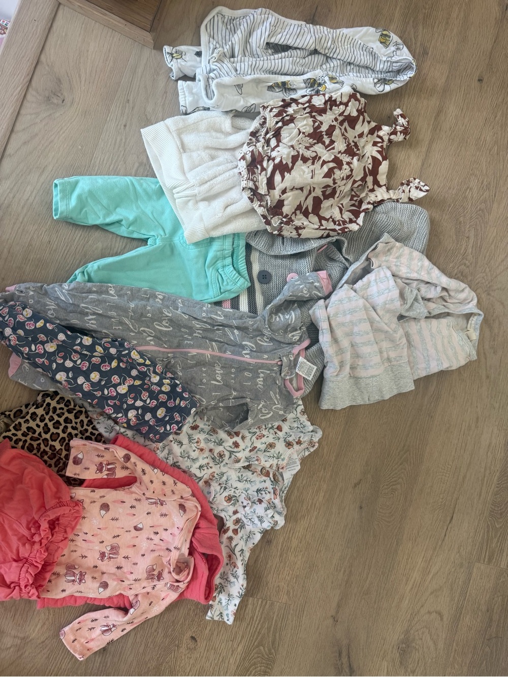 Girls Mixed Clothing Bundle - Floral, Pink, Teal Pieces